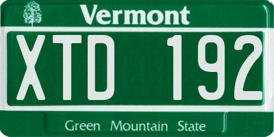 VT license plate XTD192