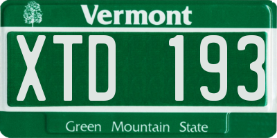 VT license plate XTD193