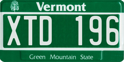 VT license plate XTD196