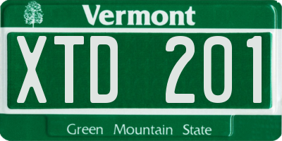 VT license plate XTD201