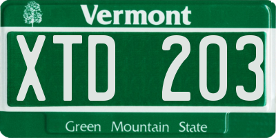 VT license plate XTD203