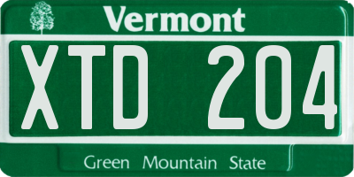 VT license plate XTD204