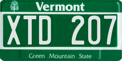VT license plate XTD207
