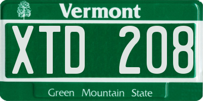VT license plate XTD208