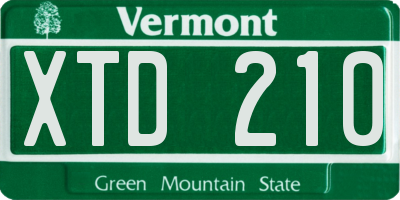 VT license plate XTD210