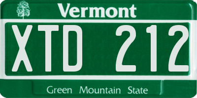 VT license plate XTD212