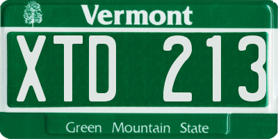 VT license plate XTD213