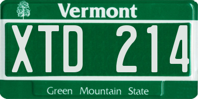 VT license plate XTD214