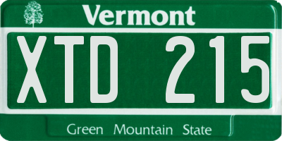 VT license plate XTD215