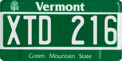 VT license plate XTD216