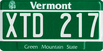 VT license plate XTD217