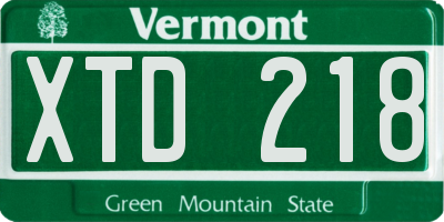 VT license plate XTD218