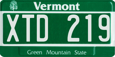 VT license plate XTD219
