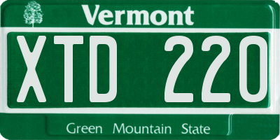 VT license plate XTD220