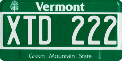 VT license plate XTD222