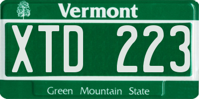 VT license plate XTD223