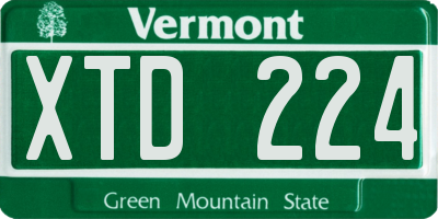 VT license plate XTD224