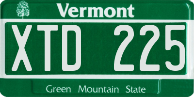 VT license plate XTD225