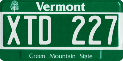VT license plate XTD227