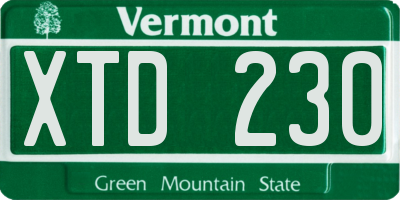 VT license plate XTD230