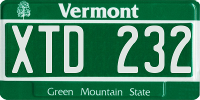 VT license plate XTD232