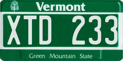 VT license plate XTD233