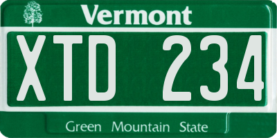 VT license plate XTD234