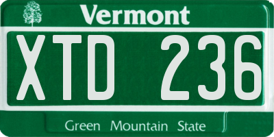 VT license plate XTD236