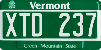 VT license plate XTD237