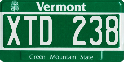 VT license plate XTD238