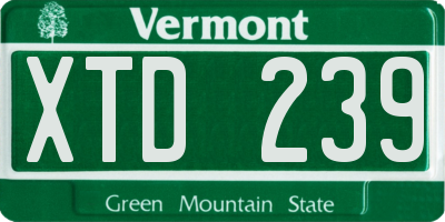 VT license plate XTD239