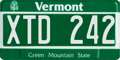 VT license plate XTD242
