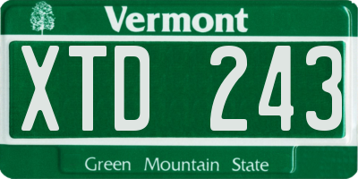 VT license plate XTD243