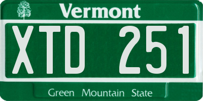 VT license plate XTD251