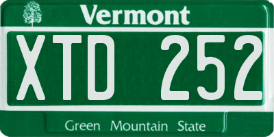 VT license plate XTD252
