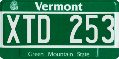 VT license plate XTD253