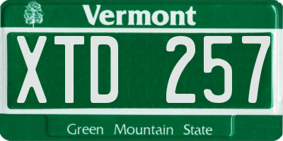 VT license plate XTD257