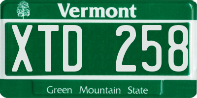 VT license plate XTD258
