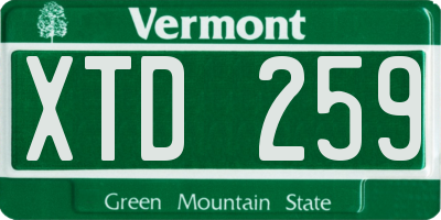 VT license plate XTD259