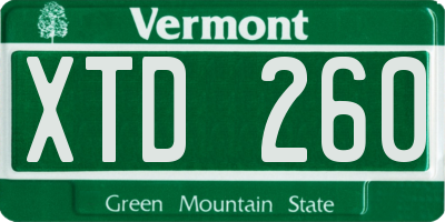 VT license plate XTD260