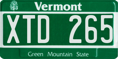 VT license plate XTD265