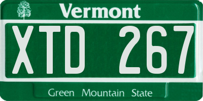 VT license plate XTD267