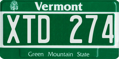 VT license plate XTD274