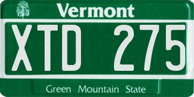 VT license plate XTD275