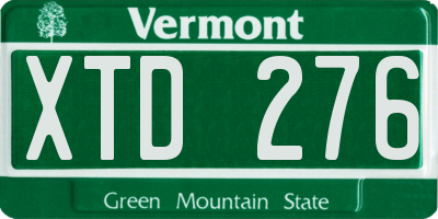VT license plate XTD276