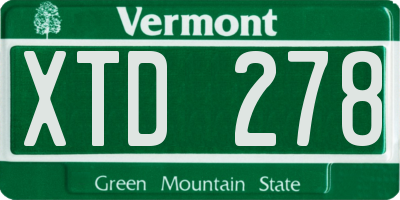 VT license plate XTD278