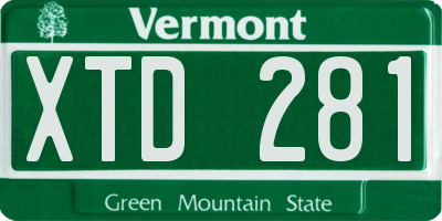 VT license plate XTD281