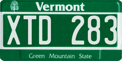 VT license plate XTD283