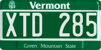 VT license plate XTD285