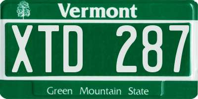 VT license plate XTD287